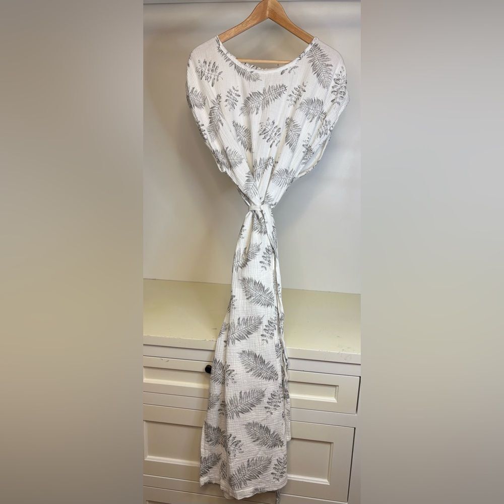 NWT hello nite belted Gauze leaf pattern dress size XL 100% cotton - Picture 1 of 6